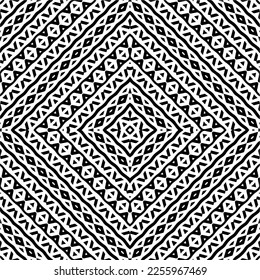 Vector pattern in geometric ornamental style. Black and white color.Seamless repeat pattern.Simple geo all over print block for apparel textile, ladies dress, fashion garment, digital wall paper.