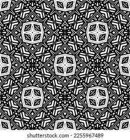 Vector pattern in geometric ornamental style. Black and white color.Seamless repeat pattern.Simple geo all over print block for apparel textile, ladies dress, fashion garment, digital wall paper.