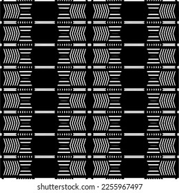 Vector pattern in geometric ornamental style. Black and white color.Seamless repeat pattern.Simple geo all over print block for apparel textile, ladies dress, fashion garment, digital wall paper.