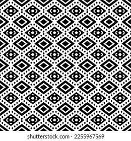 Vector pattern in geometric ornamental style. Black and white color.Seamless repeat pattern.Simple geo all over print block for apparel textile, ladies dress, fashion garment, digital wall paper.