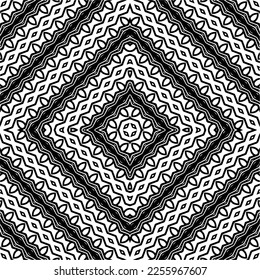 Vector pattern in geometric ornamental style. Black and white color.Seamless repeat pattern.Simple geo all over print block for apparel textile, ladies dress, fashion garment, digital wall paper.