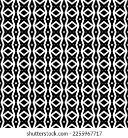 Vector pattern in geometric ornamental style. Black and white color.Seamless repeat pattern.Simple geo all over print block for apparel textile, ladies dress, fashion garment, digital wall paper.
