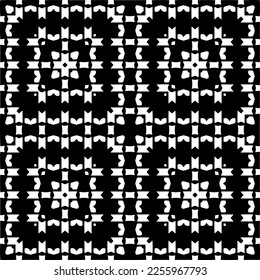 
Vector pattern in geometric ornamental style. Black and white color.Seamless repeat pattern.Simple geo all over print block for apparel textile, ladies dress, fashion garment, digital wall paper.