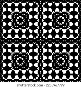 
Vector pattern in geometric ornamental style. Black and white color.Seamless repeat pattern.Simple geo all over print block for apparel textile, ladies dress, fashion garment, digital wall paper.
