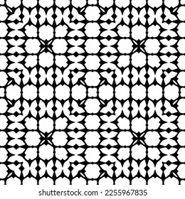 
Vector pattern in geometric ornamental style. Black and white color.Seamless repeat pattern.Simple geo all over print block for apparel textile, ladies dress, fashion garment, digital wall paper.