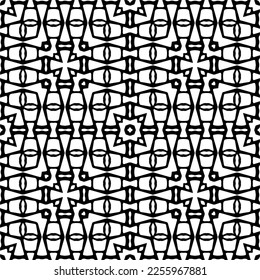 
Vector pattern in geometric ornamental style. Black and white color.Seamless repeat pattern.Simple geo all over print block for apparel textile, ladies dress, fashion garment, digital wall paper.