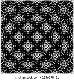 Vector pattern in geometric ornamental style. Black and white color.Seamless repeat pattern.Simple geo all over print block for apparel textile, ladies dress, fashion garment, digital wall paper.