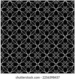Vector pattern in geometric ornamental style. Black and white color.Seamless repeat pattern.Simple geo all over print block for apparel textile, ladies dress, fashion garment, digital wall paper.