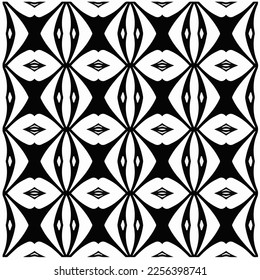 Vector pattern in geometric ornamental style. Black and white color.Seamless repeat pattern.Simple geo all over print block for apparel textile, ladies dress, fashion garment, digital wall paper.
