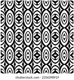 Vector pattern in geometric ornamental style. Black and white color.Seamless repeat pattern.Simple geo all over print block for apparel textile, ladies dress, fashion garment, digital wall paper.