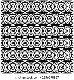 Vector pattern in geometric ornamental style. Black and white color.Seamless repeat pattern.Simple geo all over print block for apparel textile, ladies dress, fashion garment, digital wall paper.