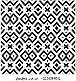 Vector pattern in geometric ornamental style. Black and white color.Seamless repeat pattern.Simple geo all over print block for apparel textile, ladies dress, fashion garment, digital wall paper.