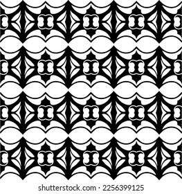 Vector pattern in geometric ornamental style. Black and white color.Seamless repeat pattern.Simple geo all over print block for apparel textile, ladies dress, fashion garment, digital wall paper.