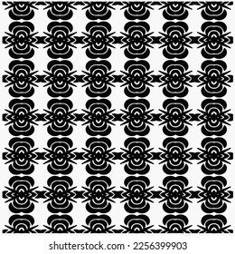Vektormuster im geometrischen Zierstil. Schwarz-Weiß-Farbe.Nahtloses Wiederholmuster.Einfaches Geo auf dem gesamten Druckblock für Bekleidung, Damenkleidung, Modebekleidung, digitales Tapete.