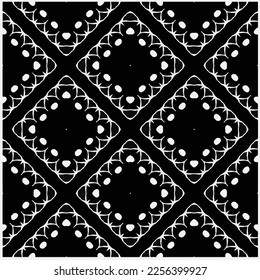 Vector pattern in geometric ornamental style. Black and white color.Seamless repeat pattern.Simple geo all over print block for apparel textile, ladies dress, fashion garment, digital wall paper.