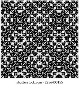 Vector pattern in geometric ornamental style. Black and white color.Seamless repeat pattern.Simple geo all over print block for apparel textile, ladies dress, fashion garment, digital wall paper.