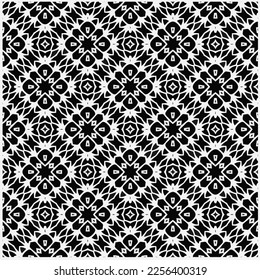 Vector pattern in geometric ornamental style. Black and white color.Seamless repeat pattern.Simple geo all over print block for apparel textile, ladies dress, fashion garment, digital wall paper.