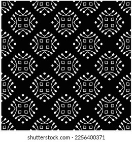 Vector pattern in geometric ornamental style. Black and white color.Seamless repeat pattern.Simple geo all over print block for apparel textile, ladies dress, fashion garment, digital wall paper.