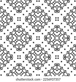 Vector pattern in geometric ornamental style. Black and white color.Seamless repeat pattern.Simple geo all over print block for apparel textile, ladies dress, fashion garment, digital wall paper.