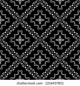 Vector pattern in geometric ornamental style. Black and white color.Seamless repeat pattern.Simple geo all over print block for apparel textile, ladies dress, fashion garment, digital wall paper.