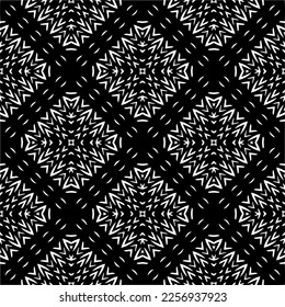 Vector pattern in geometric ornamental style. Black and white color.Seamless repeat pattern.Simple geo all over print block for apparel textile, ladies dress, fashion garment, digital wall paper.