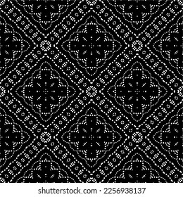 Vector pattern in geometric ornamental style. Black and white color.Seamless repeat pattern.Simple geo all over print block for apparel textile, ladies dress, fashion garment, digital wall paper.