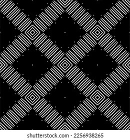 Vector pattern in geometric ornamental style. Black and white color.Seamless repeat pattern.Simple geo all over print block for apparel textile, ladies dress, fashion garment, digital wall paper.
