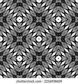 Vektormuster im geometrischen Zierstil. Schwarz-Weiß-Farbe.Nahtloses Wiederholmuster.Einfaches Geo auf dem gesamten Druckblock für Bekleidung, Damenkleidung, Modebekleidung, digitales Tapete.