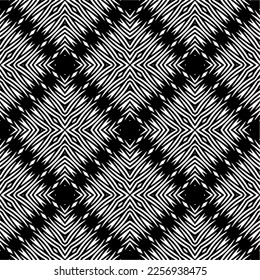 Vector pattern in geometric ornamental style. Black and white color.Seamless repeat pattern.Simple geo all over print block for apparel textile, ladies dress, fashion garment, digital wall paper.