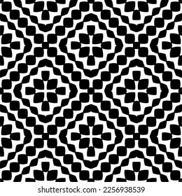 Vector pattern in geometric ornamental style. Black and white color.Seamless repeat pattern.Simple geo all over print block for apparel textile, ladies dress, fashion garment, digital wall paper.