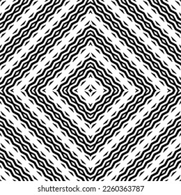Vector pattern in geometric ornamental style. Black and white color.Seamless repeat pattern.Simple geo all over print block for apparel textile, ladies dress, fashion garment, digital wall paper.