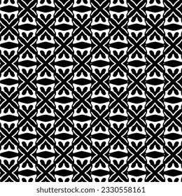 Vector pattern in geometric ornamental style. Black and white color.Seamless repeat pattern.Simple geo all over print block for apparel textile, ladies dress, fashion garment, digital wall paper.