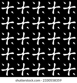 Vector pattern in geometric ornamental style. Black and white color.Seamless repeat pattern.Simple geo all over print block for apparel textile, ladies dress, fashion garment, digital wall paper.