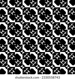 Vector pattern in geometric ornamental style. Black and white color.Seamless repeat pattern.Simple geo all over print block for apparel textile, ladies dress, fashion garment, digital wall paper.