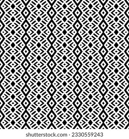 Vector pattern in geometric ornamental style. Black and white color.Seamless repeat pattern.Simple geo all over print block for apparel textile, ladies dress, fashion garment, digital wall paper.