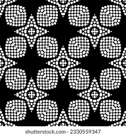Vector pattern in geometric ornamental style. Black and white color.Seamless repeat pattern.Simple geo all over print block for apparel textile, ladies dress, fashion garment, digital wall paper.