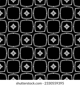 Vector pattern in geometric ornamental style. Black and white color.Seamless repeat pattern.Simple geo all over print block for apparel textile, ladies dress, fashion garment, digital wall paper.