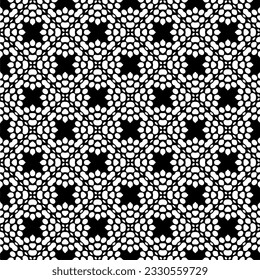 Vector pattern in geometric ornamental style. Black and white color.Seamless repeat pattern.Simple geo all over print block for apparel textile, ladies dress, fashion garment, digital wall paper.