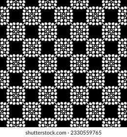 Vektormuster im geometrischen Zierstil. Schwarz-Weiß-Farbe.Nahtloses Wiederholmuster.Einfaches Geo auf dem gesamten Druckblock für Bekleidung, Damenkleidung, Modebekleidung, digitales Tapete.