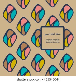 vector pattern with geometric shapes. African style. Handmade. Image rhombus. There is a place for your text. It can be used for packaging, invitations, greeting cards, etc.