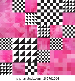 Vector pattern of geometric shapes. Colorful-mosaic-banner. Geometric hipster retro background with place for your text. Retro triangle background