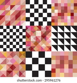 Vector pattern of geometric shapes. Colorful-mosaic-banner. Geometric hipster retro background with place for your text. Retro triangle background