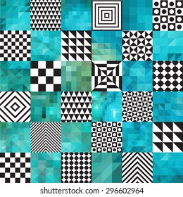 Vector pattern of geometric shapes. Colorful-mosaic-banner. Geometric hipster retro background with place for your text. Retro triangle background