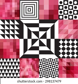 Vector pattern of geometric shapes. Colorful-mosaic-banner. Geometric hipster retro background with place for your text. Retro triangle background