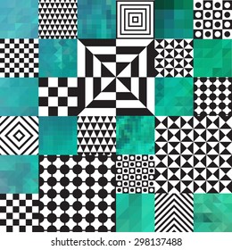 Vector pattern of geometric shapes. Colorful-mosaic-banner. Geometric hipster retro background with place for your text. Retro triangle background
