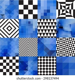 Vector pattern of geometric shapes. Colorful-mosaic-banner. Geometric hipster retro background with place for your text. Retro triangle background