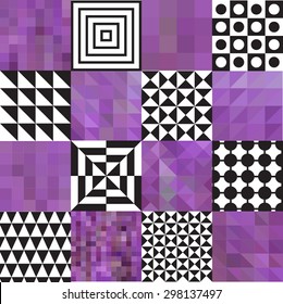 Vector pattern of geometric shapes. Colorful-mosaic-banner. Geometric hipster retro background with place for your text. Retro triangle background