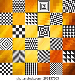 Vector pattern of geometric shapes. Colorful-mosaic-banner. Geometric hipster retro background with place for your text. Retro triangle background