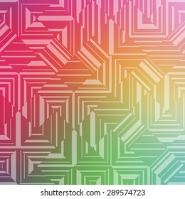 Vector pattern of geometric shapes placed on abstract concept multicolored blurred background. For web and mobile applications, art illustration template design. Geometric banner with place for text. 