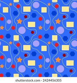 Vector pattern geometric, shapes, pattern, star, circle, triangle, oval, rectangle, lines, wave